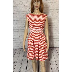 Kate Spade Red Chevron Cotton Sleeveless Dress Size XS